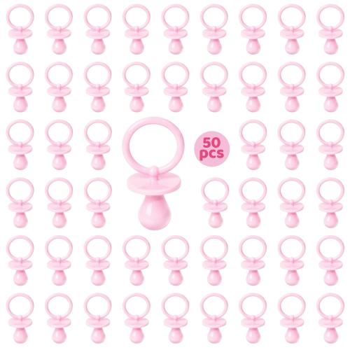 50 Pacifiers for Baby Shower Game Girl, 2.75’’ Plastic Pacifiers Baby Shower Game, Bulk Baby Shower Pacifiers for Gender Reveal Baby Shower Decoration DIY, Table Scatter, Baby Shower Favors (Pink)