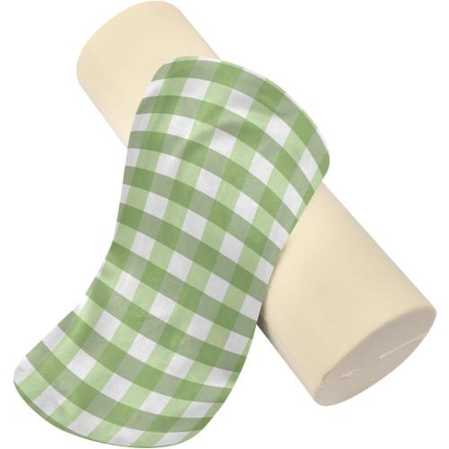 Green Stripes Plaid Neck Pillow Cervical Neck Roll Pillow with Removable Washable Cover Memory Foam Neck Pillows for Sleeping Support Cylinder Pillows for Bed Back Legs Yoga 5.5 x 17 inches