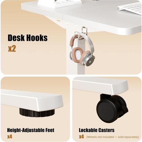 ERGOMAKER Electric Standing Desk, 31.5 x 23.6 Height Adjustable Sit Stand Desk with Splice Board for Home Office, Computer Desk Memory Preset (White Frame, White Desktop)