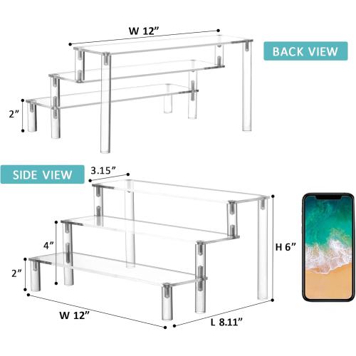 Display Shelf Cupcake Stand 3 Tier Desktop Perfume Organizer 12*6Inches Clear Acrylic Stand Cake Stands Dessert Table Display Set