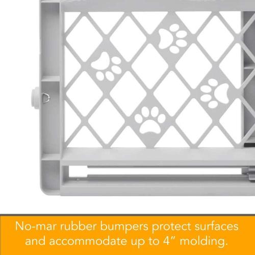 MYPET North States Paws Portable Pet Gate: 26-40 Wide. Pressure Mount. No Tools Needed. Made in USA. Dog Gate 23 Tall, Expandable, Durable Dog Gates for Doorways, Light Gray