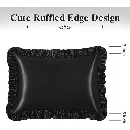 P Pothuiny 3-Piece Set Ruffle Satin Pillowcases & Twin Fitted Sheet