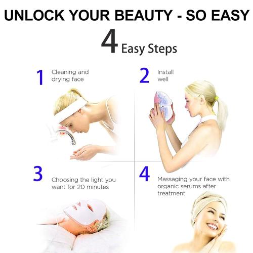 Light Beauty Mask - Led Face Mask Light Therapy - Red Light Therapy Mask for Face - LED Facial Skin Care Mask