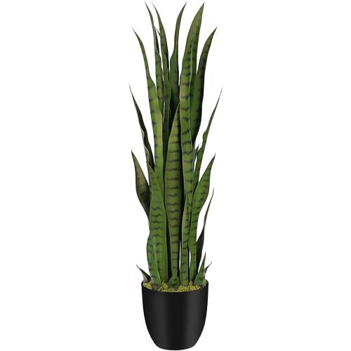 Artificial Snake Plant –  Faux Sansevieria Plants, Fake Floor Plant for Indoor Outdoor, Front Porch Patio Home Office Decor, Mother-in-Law’s Tongue, Green 1Pcs