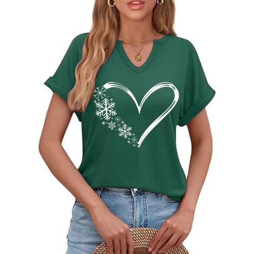Christmas Shirt for Women V Neck Christmas Element Graphic Shirt Comfortable Indoor Holiday Festival Tops