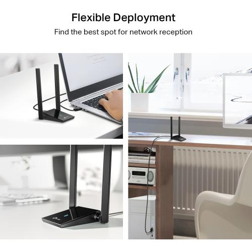 TP-Link WiFi 6 USB Adapter for Desktop PC - (Archer TX20U Plus) AX1800 Wireless Network Adapter with 2.4GHz, 5GHz, High Gain Dual Band 5dBi Antenna, WPA3, Supports Windows 11/10