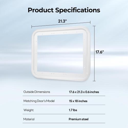FOGATTI RV Water Heater Door Trim Ring - 15 x 18, White