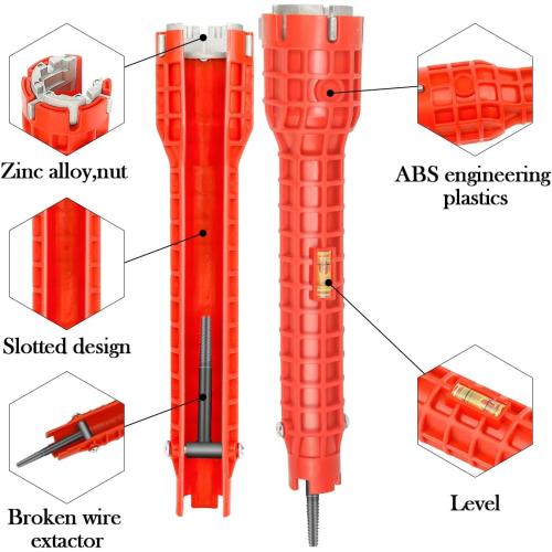 14 in 1 Faucet and Sink Installer,Faucet and Sink Wrench,Multifunctional Sink Wrench,Suitable for Installing Pipes under Bathrooms,Toilets,Kitchens,and Sinks（Red）