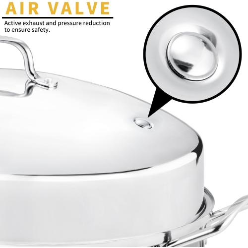 22 Large Roasting Pan with Rack and Lid,Oval Turkey Roaster Pan for oven,Stainless Steel Roasting Pan with rack,Best Gift for Mother or Father.