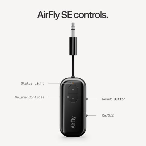 Twelve South AirFly SE, Bluetooth Wireless Audio Transmitter Adapter, Black