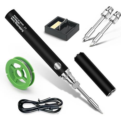 Cordless USB Soldering Iron Kit, 800mAh Battery, 3 Temperature Settings Soldering Iron Tool Kit for Home Appliance Repair, DIY