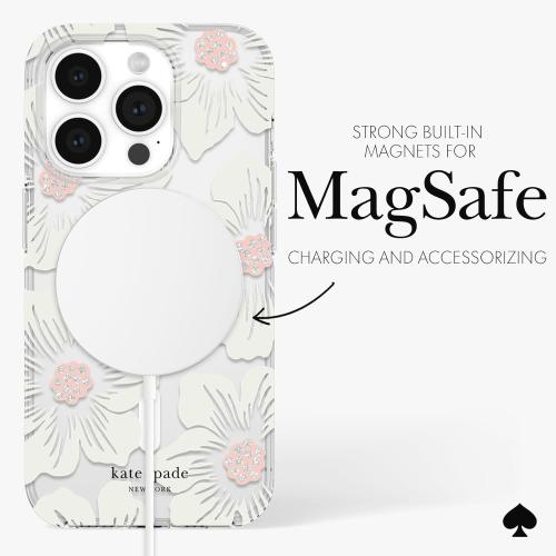 Kate Spade New York iPhone 15 Pro Case, Compatible with MagSafe - Hollyhock Cream
