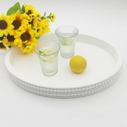 Carah & Cossh Oval Wooden Tray, Modern Decorative Tray 16''x12'', Oval Farmhouse Rustic Serving Tray, Table Centre Tray, Perfect for Storage and Display (White)