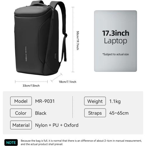 MARK RYDEN Business Backpack for Men, Waterproof High Tech Backpack with Sport Car Shape Design and USB Charging Port, Travel Laptop Backpack Fits 17.3 Inch Notebook (YKK-2 Pockets)