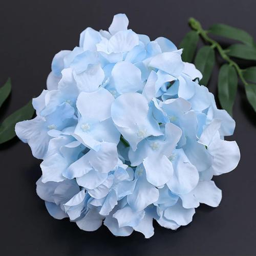 FagusHome Silk Hydrangea Heads 36 Pcs Artificial Flowers Heads and 3 Dozens Stems Fake Hydrangea Flowers with Stems for Home Wedding Decor (Light Blue)
