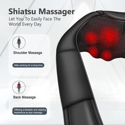 Neck Massager with Heat, Shiatsu Massager for Neck, Back, Shoulder, Foot and Leg, Deep Tissue 3D Kneading Massage for Relax Muscles at Home and Offie,Back Massagers for Women and Men