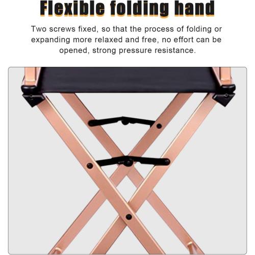 Lorvain Folable Makeup Artist Stool Chair, Protable Tall Folding Directors Chair, Aluminum Makeup Chair with Head Rest for Studio Salon Vanity, Bar Height - Gold Chairs