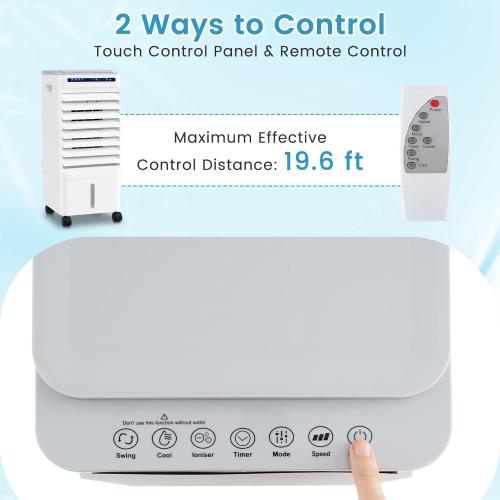 ARLIME 3 in 1 Evaporative Air Cooler, Windowless Swamp Cooler with 4 Modes, 3 Speeds, 7H Timer, Wide Oscillation, Remote, Double Tanks and 4 Ice Packs, Cooling Fan for Bedroom Living Room Office