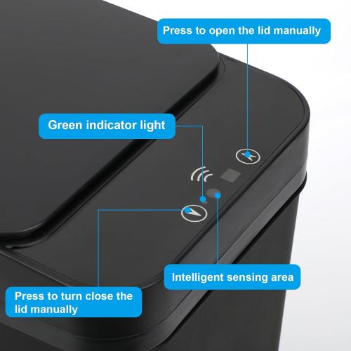 Bathroom Trash can,Smart Touchless Trash Can,Automatic Motion Sensor Trash Bin With Lid,2.4 Gallon Garbage Can, Kitchen, Bathroom, Office, Bedroom Trash can (Black)