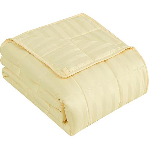 Weighted Blanket for Adult,25lbs Heavy Weighted Blanket 60x80 Breathable Cooling Summer Blankets, Ultra Soft Cotton Comfort Throw Blanket with Glass Beads for All-Season (Yellow)