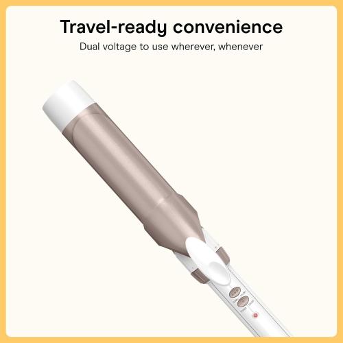 Conair Curling Iron, Double Ceramic, 1 1/2 Barrel, White/Rose Gold | Hair curler and hair waver for medium to long hair with 30 heat settings, built-in heat protection, a cool tip, and auto off