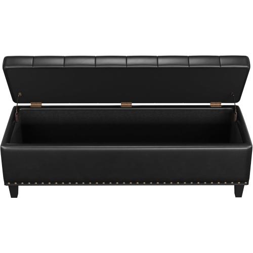 Size 51 Color Black Storage Ottoman Bench,51-Inch Large Storage Bench for Bedroom End of Bed, 30 Gallons Faux Leather Ottoman with Storage for Bedroom, Living Room, Entryway, Black