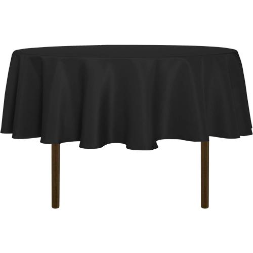 sancua Round Tablecloth - 60 Inch - Water Resistant Spill Proof Washable Polyester Table Cloth Decorative Fabric Table Cover for Dining, Buffet Parties and Camping, Black (Fits 20-48 Inch Tables)