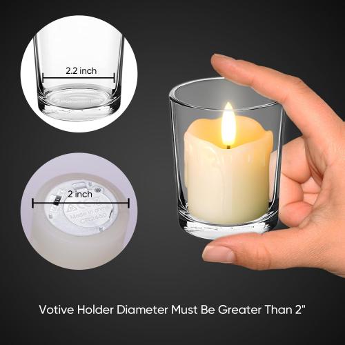 Homemory Flameless Votive Candles with Timer, 2 x 2 Real Wax, 400 Hour Realistic Black Wick Battery Operated Candles, Set of 6 for Wedding, Party and Holiday Decoration (Battery Included)