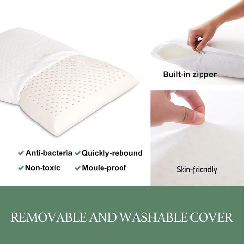 JOTOM Latex Pillow, 100% Talalay Natural Latex Foam Pillow, Soft Sleeping Bed Pillows with Cotton Cover, Queen Size, Perfect for Side/Back Pain, Stomach, Neck, Stress Relief