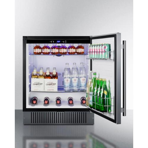 27 Undercounter Refrigerator with One-Solid Door | Reach-in Outdoor Beverage Fridge for Beer Soda | 4.98 Cu.Ft, (2) Shelves, 26.75W x 23.88D x 33.88H, Black, Stainless Steel, 115v, NSF