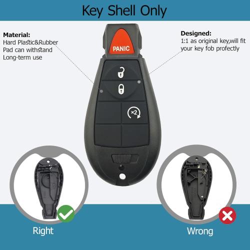 Replacement Key Fob Cover Case fit for 2013-2018 Dodge Ram 1500 2500 3500 Keyless Entry Remote Key Fob Shell GQ4-53T