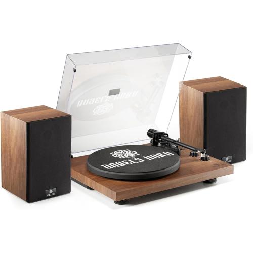 ANGELS HORN Vinyl Record Player, Hi-Fi System Bluetooth Turntable Players with Stereo Bookshelf Speakers, Built-in Phono Preamp, Belt Drive 2-Speed, Adjustable Counterweight, AT-3600L