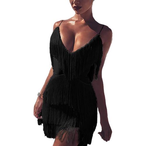 Size S....Womens Sexy 2 Piece Outfits Sleeveless Crop Top Feather Tassels Bodycon Mini Dress Outfits Clubwear