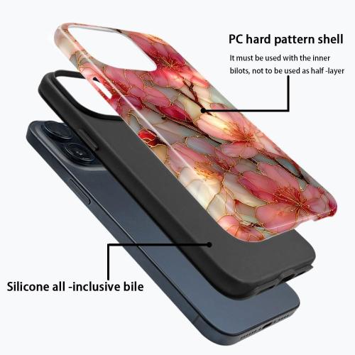 Compatible with iPhone 16 Pro Case,Glossy Case All-Round Protection Shockproof Anti-Scratches TPU Cover,Cases for Man Woman-Blossoms Pink Flower Stained Glass