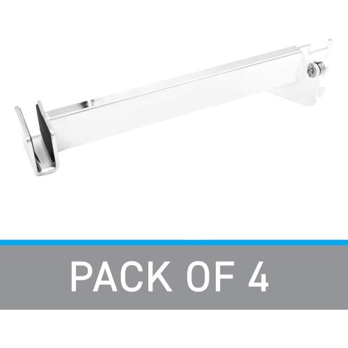 SSWBasics 12 inch Chrome Dimensional Hangrail Bracket for Slotted Standards - 1 inch slots 2 inch on center - Pack of 4