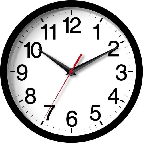 Rohioue Wall Clock Modern 8 Inch Battery Operated Silent Non Ticking Small Analog Clock for Living Room Office Home Bedroom Kitchen Bathroom(Black)