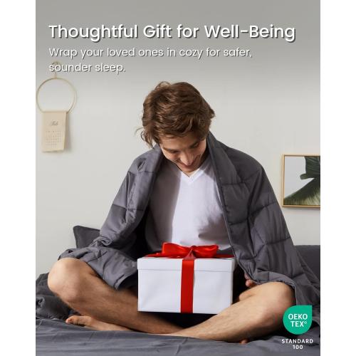 ZonLi Weighted Blanket (60x80, 20lbs, Dark Grey) Queen Size Weighted Blanket for Adults, High Breathability Heavy Blanket, Soft Material with Premium Glass Beads