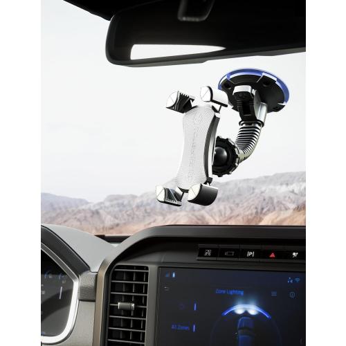ToughTested Mammoth Windshield Mobile Mount, Double-Ribbed Gooseneck Arm, Expandable Claw Grip Holder with 360 Degree Rotation, Extra Large Suction Cup, Quick Release Button