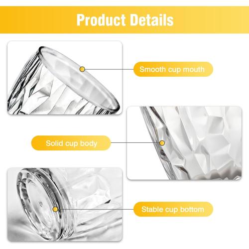 Topsky 10-ounce Water Tumblers | Set of 4 Transparent Unbreakable Drinking Glasses Clear Acrylic Reusable Juice Wine Cups for Home Picnic Party, Dishwasher Safe, Stackable (Transparent)