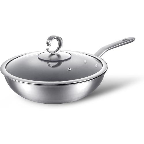 13 in Titanium Wok with Lid – Nonstick Wok & Stir-Fry Pan, All Stovetops & Induction Safe, Oven & Dishwasher Safe, Non-Toxic, No Coating – Durable Titanium Cookware, Frying Pan & Pot