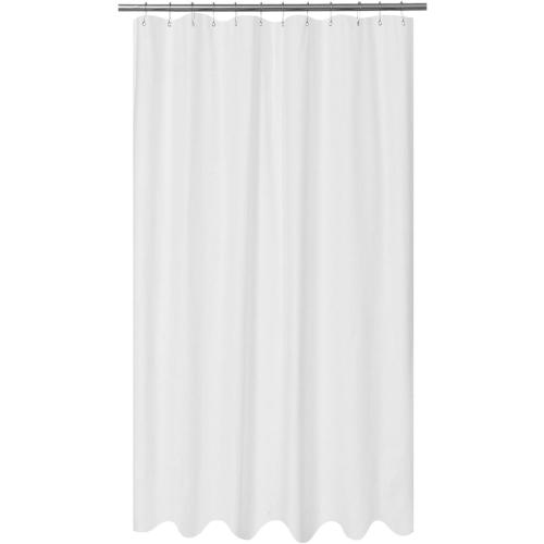 Mrs Awesome Embossed Microfiber Extra Long Shower Curtain Liner 71 x 96 inches, Soft Fabric Shower Curtain Washable and Water Repellent,71x96, White