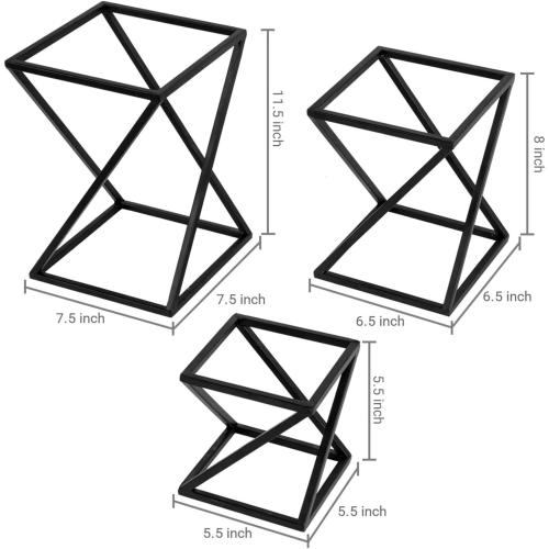 MyGift Pizza Racks, Set of 3 Food Risers for Buffet Table, Twisting Geometric Matte Black Metal Stackable Pizza Risers for Party, Family, Wedding
