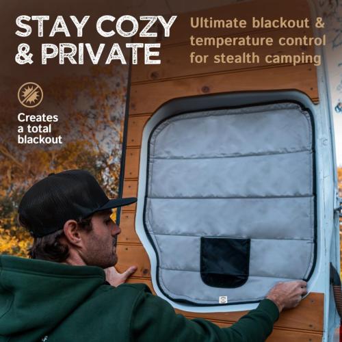 Living in a Bubble Insulated Blackout Rear Window Covers for Mercedes Benz Sprinter (Half Plastic Door) - Vanlife Must Have Accessories, Van Life Essentials (Pair) (Sprinter 2019-Current (VS30))