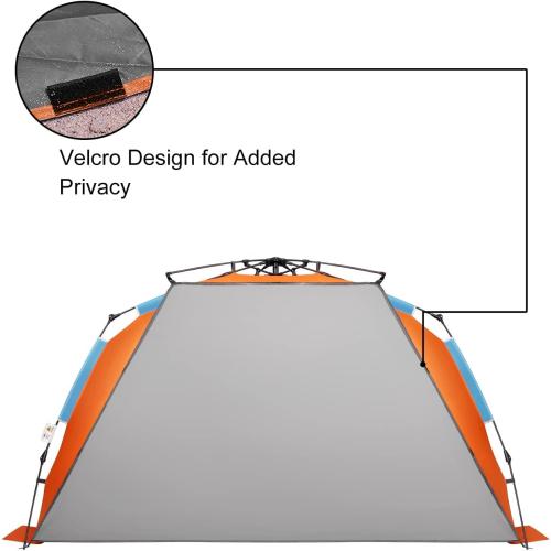 Orange 98.4x55x58Oileus XX-Large Beach Tent Sun Shelter for 5-6 Person Portable Sun Shade Instant Pop Up Tent for Beach with Carrying Bag, Stakes, 6 Sand Pockets, Anti UV for Fishing Hiking Camping, Waterproof