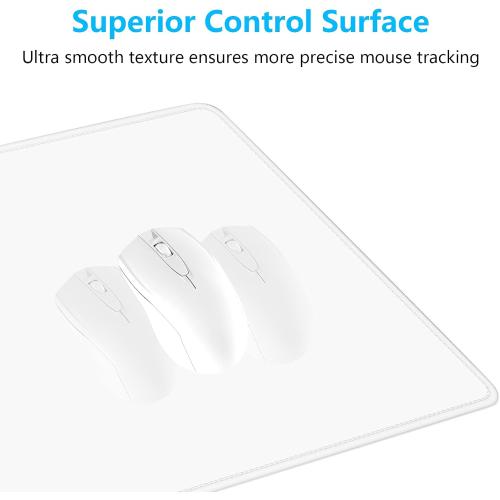 Dapesuom Large Mouse Pad, Extended Gaming Mouse Mat with Stitched Edges, Waterproof Full Size Desk Mats with Non-Slip Base, Computer Big Desktop Keyboard Pad for Laptop, Office, 23.6 x 11.8 in, White