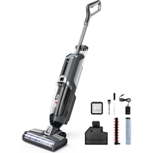 Stealth ECVP01 Cordless Wet Dry Vacuum Cleaner, Smart Vacuum Mop with Self-Cleaning Detachable Battery for Hard Floor Area Rugs Carpet, LCD Display, 30min Runtime, Voice Prompt