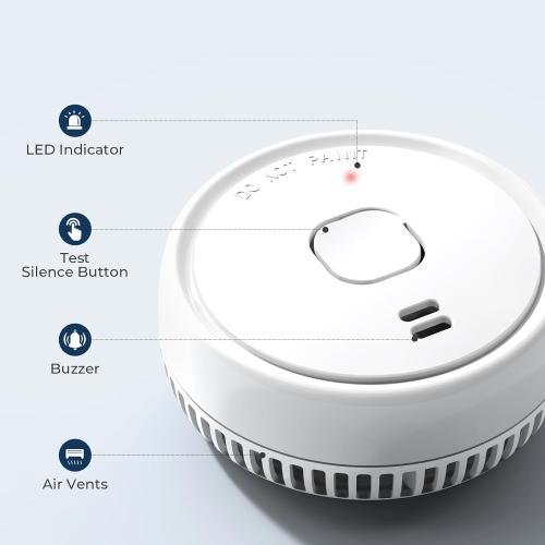 Pack of 8 Ecoey Smoke Detector, Smoke Alarm with Advanced Photoelectric Technology, Fire Alarm Smoke Detector with Test Button and Low Battery Reminder, Fire Alarm Used in Bedroom, Home, FJ138, 8 Packs