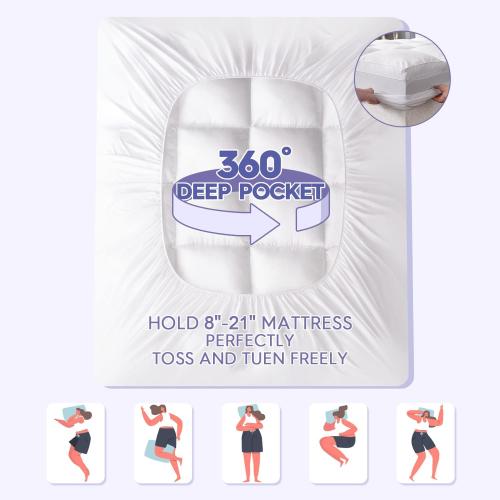 Size Queen Color White  Queen Size Mattress Topper for Back Pain Relief, Extra Thick Mattress Pad Pillowtop, Soft Plush Mattress Cover Bed Topper with Deep Pocket, Overfilled Down Alternative Filling, White