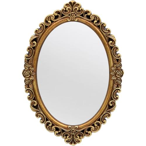 OIGUMR Oval Small Wall Mirror Mirror Vintage Hanging Mirrors for Bedroom Living-Room Dresser Decor (Gold, Frame Size:12 x 8.3 inch)