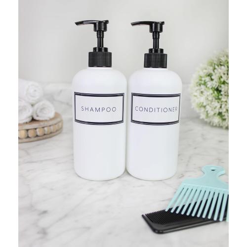 Cornucopia Brands Shower Pump Bottles (Set of 3, White); 16oz Plastic Pump Dispensers for Shampoo, Conditioner, and Body Wash